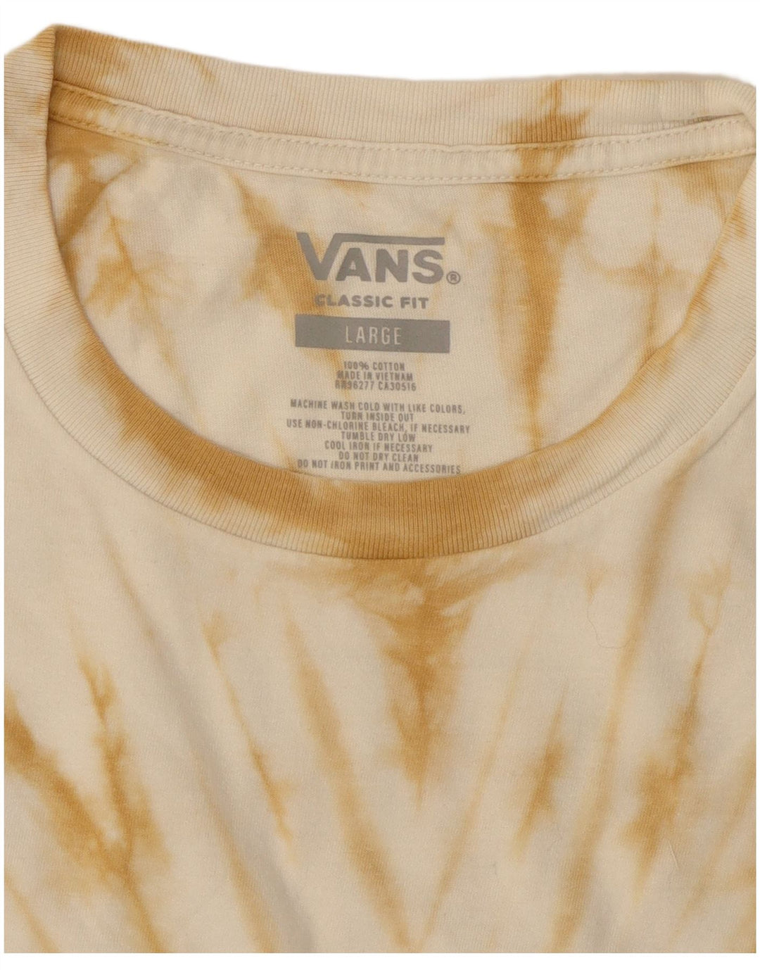 T-shirt grafica da uomo con vestibilità classica VANS, top grande, cotone tie-dye beige