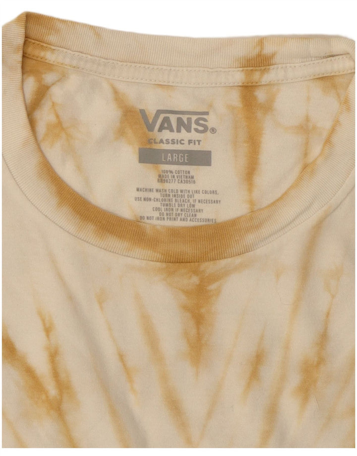 T-shirt grafica da uomo con vestibilità classica VANS, top grande, cotone tie-dye beige