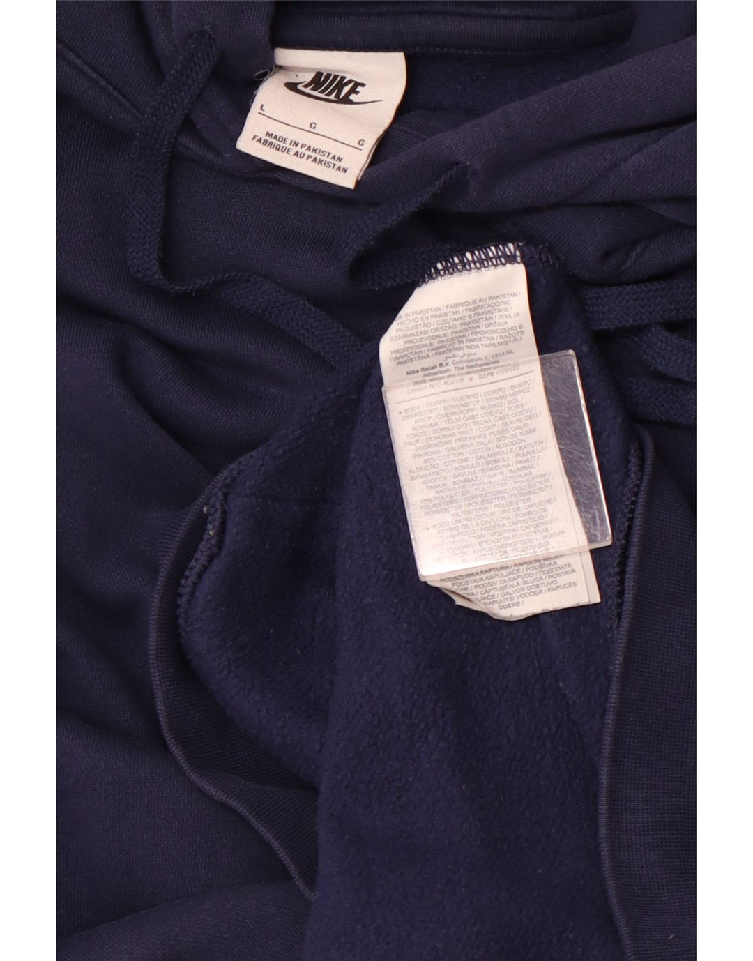 Felpa con cappuccio grafica da uomo Nike Large in cotone blu navy