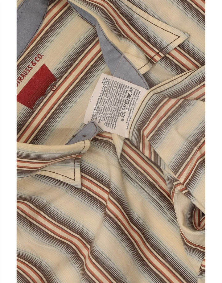 Levi's Camicia da uomo grande in cotone a righe beige