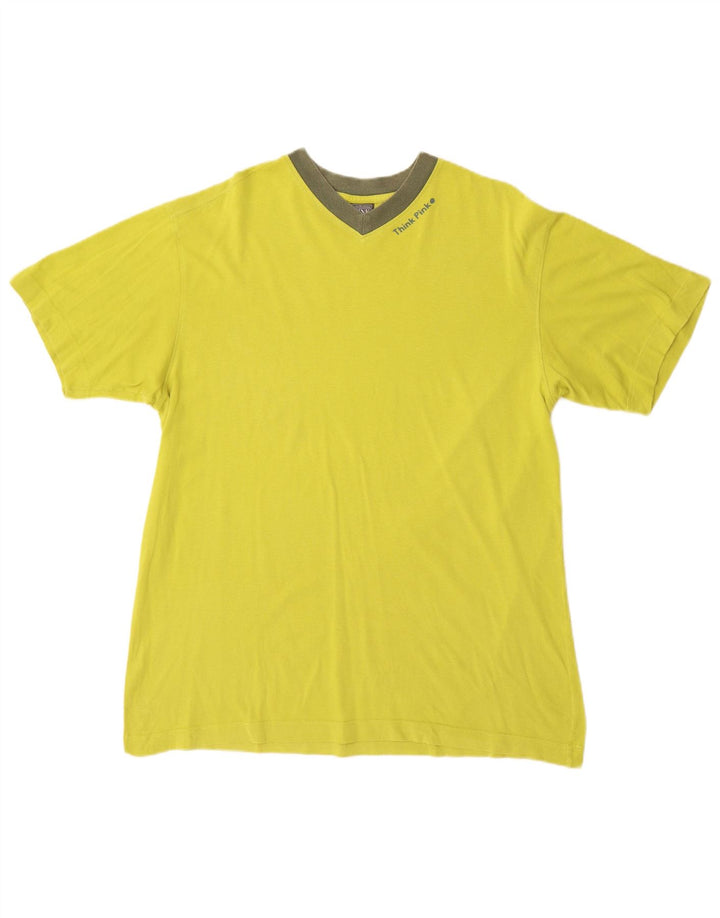 T-shirt da uomo Think Pink Top grande in cotone giallo