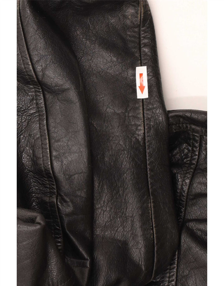 Giacca militare in pelle da uomo vintage UK 40 grande nera