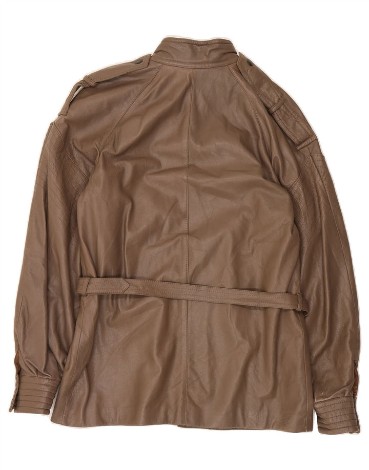 VINTAGE Mens Military Leather Jacket UK 38 Medium Brown Vintage Vintage and Second-Hand Vintage from Messina Hembry 