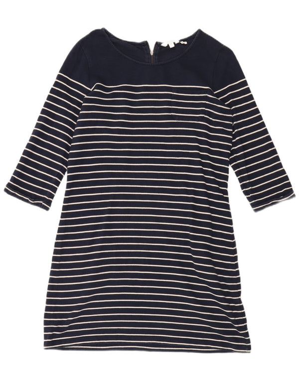 FAT FACE Abito da donna a trapezio con maniche a 3/4 UK 10 Piccolo a righe blu navy