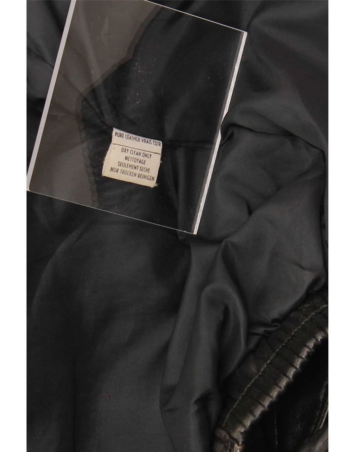 Giacca in pelle vintage da uomo IT 52 XL nera classica
