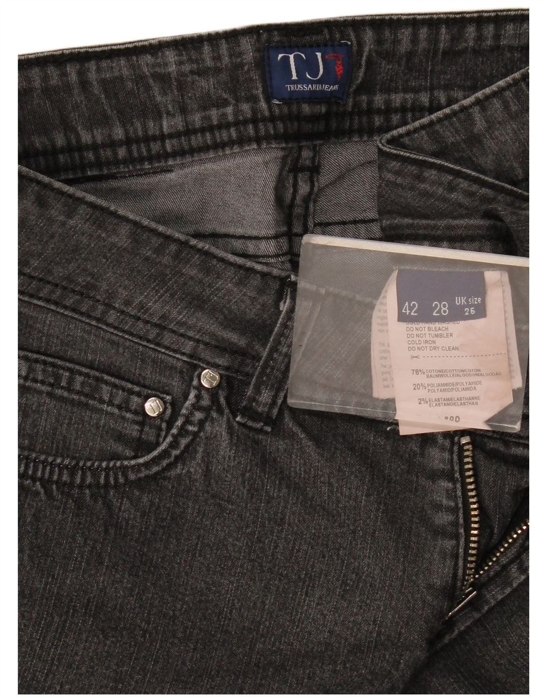 Jeans Dritti Donna Trussardi W26 L27 Cotone Grigio