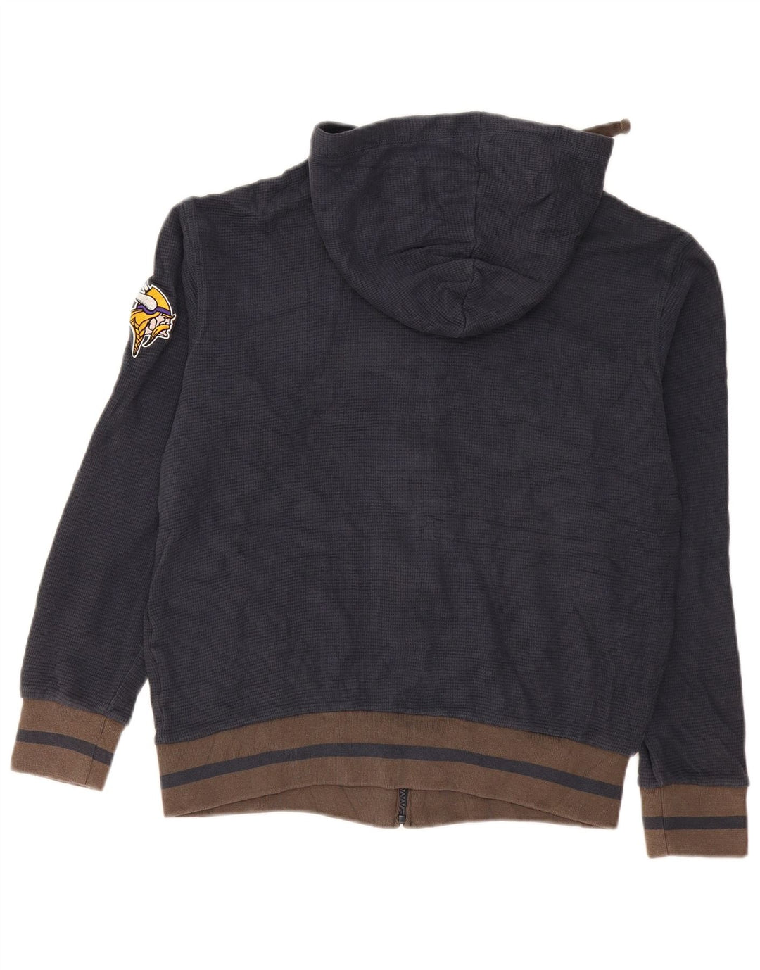 Maglione con cappuccio e zip grafica da uomo NFL Vikings, blocco colore blu navy medio