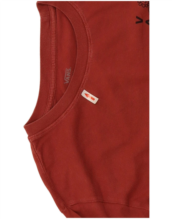 Vans Maglietta grafica da uomo a maniche lunghe grande in cotone rosso