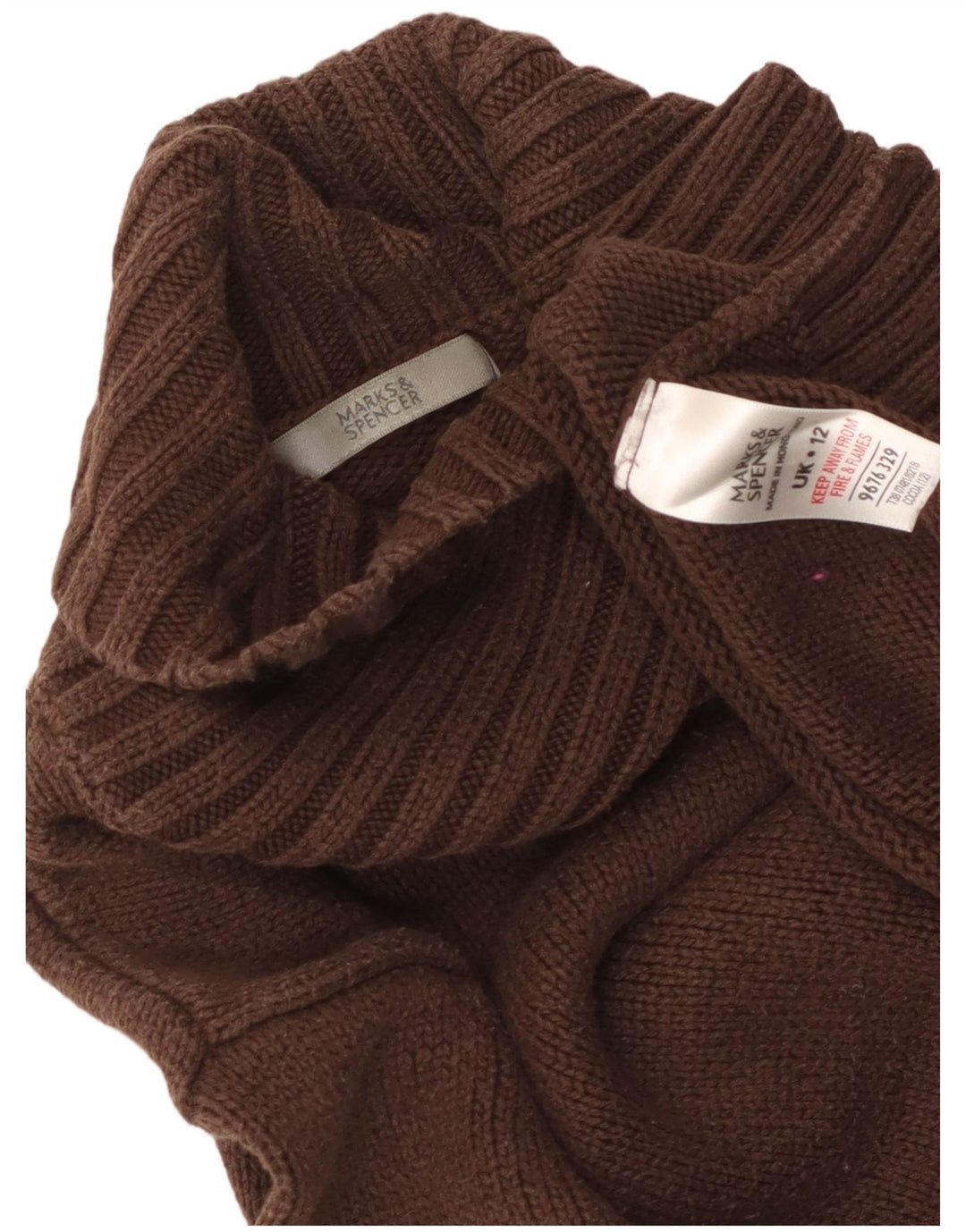 Maglione da donna Marks & Spencer a collo alto corto UK 12 Marrone medio