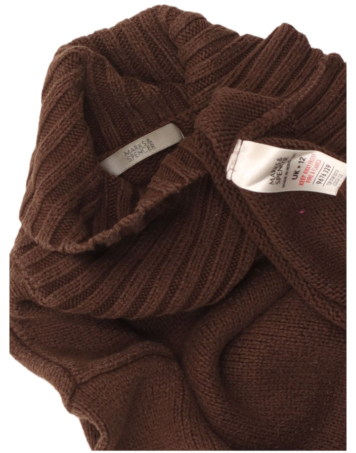 Maglione da donna Marks & Spencer a collo alto corto UK 12 Marrone medio