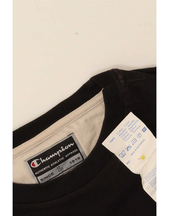 Champion Maglia da uomo regolare a maniche lunghe grande in cotone nero