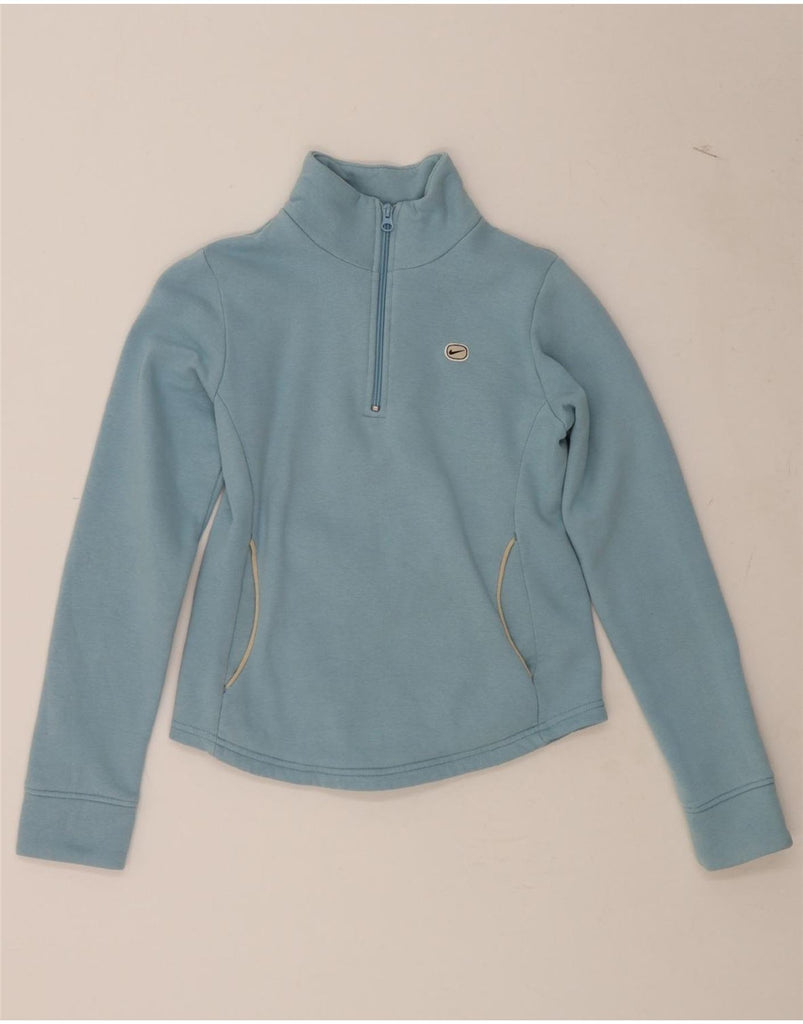 NIKE Womens Zip Neck Sweatshirt Jumper UK 8/10 Small Blue Vintage Nike and Second-Hand Nike from Messina Hembry 