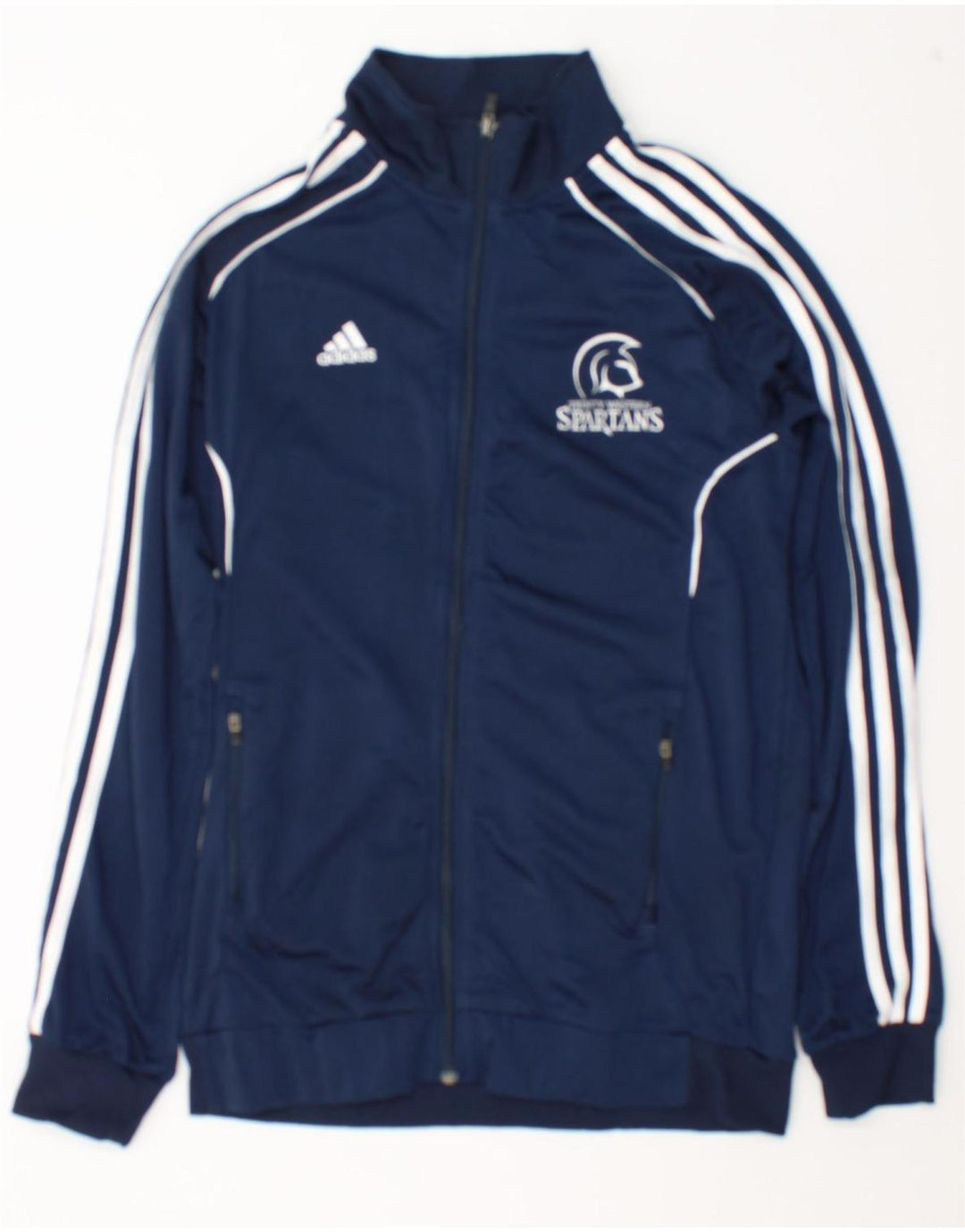 Giacca da ginnastica grafica da uomo Adidas Spartans piccola in poliestere blu navy