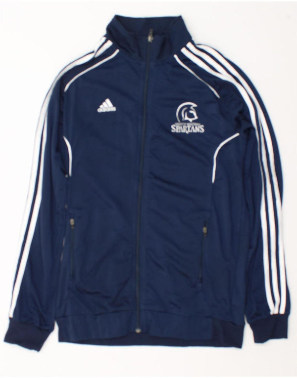 Giacca da ginnastica grafica da uomo Adidas Spartans piccola in poliestere blu navy