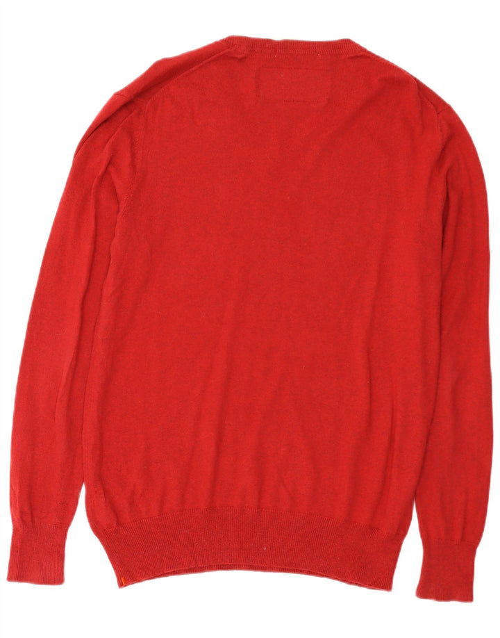 Maglione da uomo con scollo a V SUPERDRY grande cotone rosso