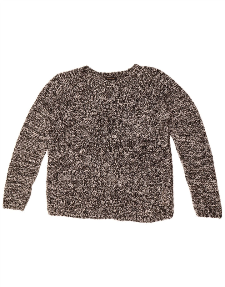 Massimo Dutti Maglione da donna con scollo a barchetta UK 14 Grigio medio chiazzato