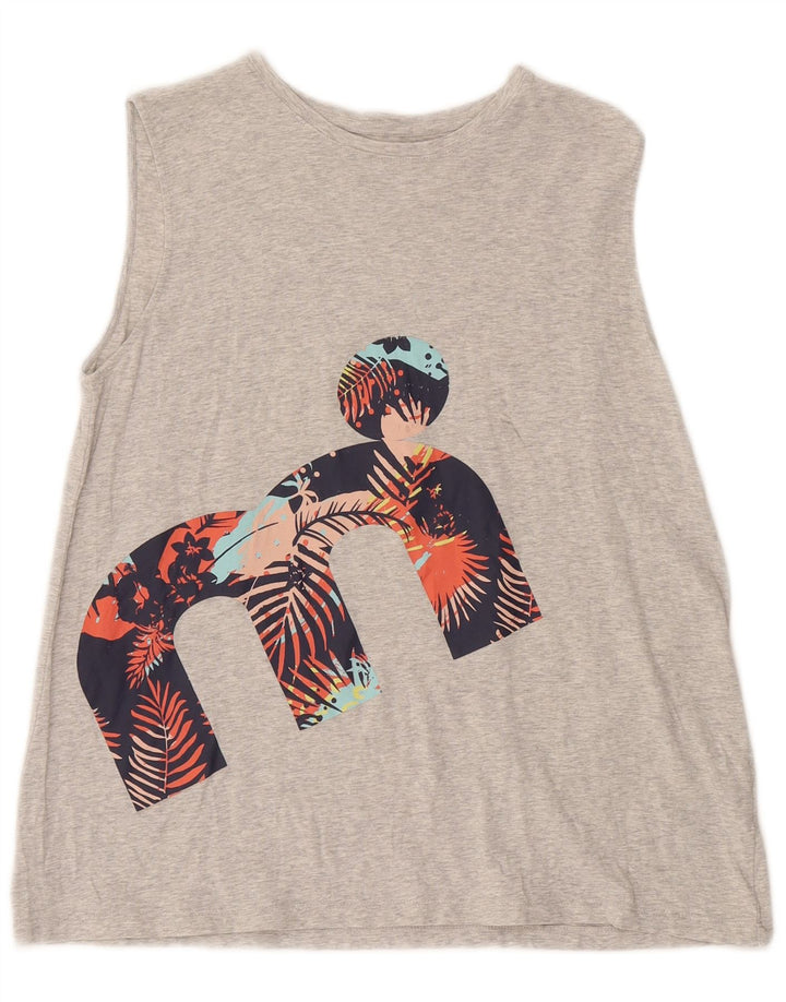 MISTRAL Womens Graphic Vest Top UK 14 Large Grey Cotton