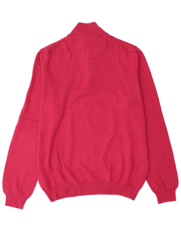 Massimo Dutti Maglione da uomo con zip e collo in cotone rosa medio