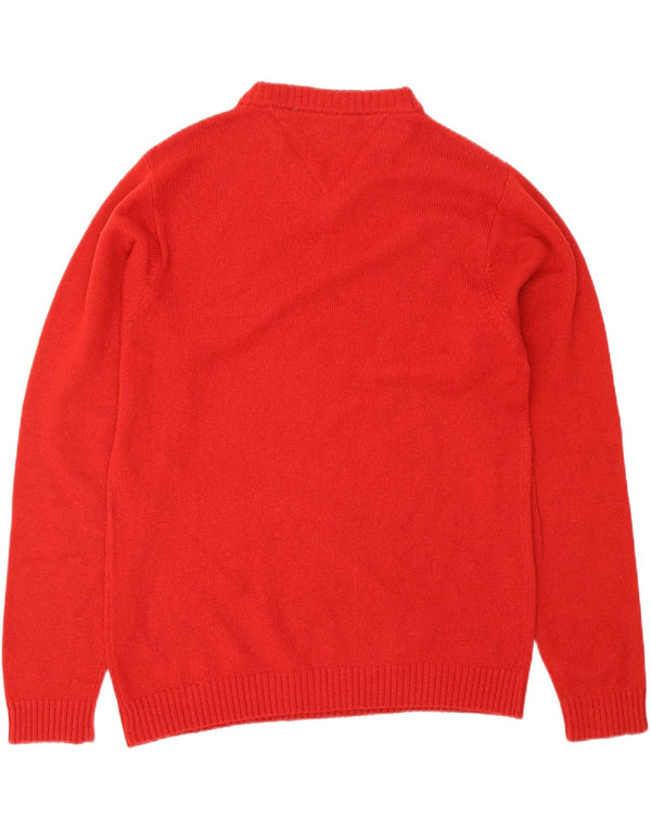 TOMMY HILFIGER Maglione da uomo con scollo a V piccolo rosso in lana d'agnello