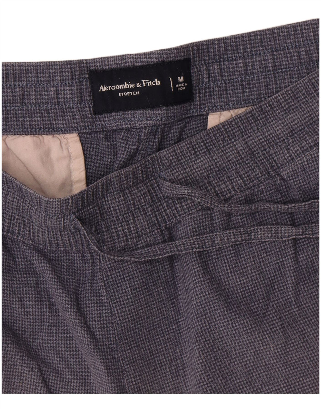 Pantaloncini chino da donna Abercrombie & Fitch medi W32 blu navy pied de poule
