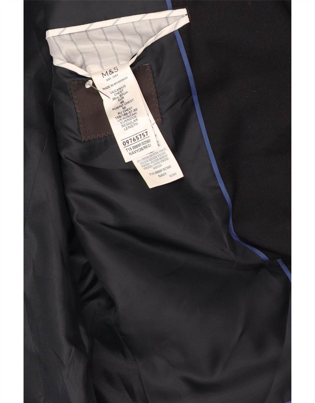 Giacca blazer a 2 bottoni da uomo Marks & Spencer UK 38 medio blu navy