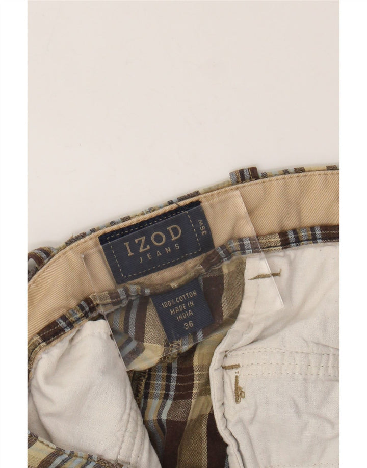 Pantaloncini chino da uomo Izod W36 cotone a quadri verdi grandi