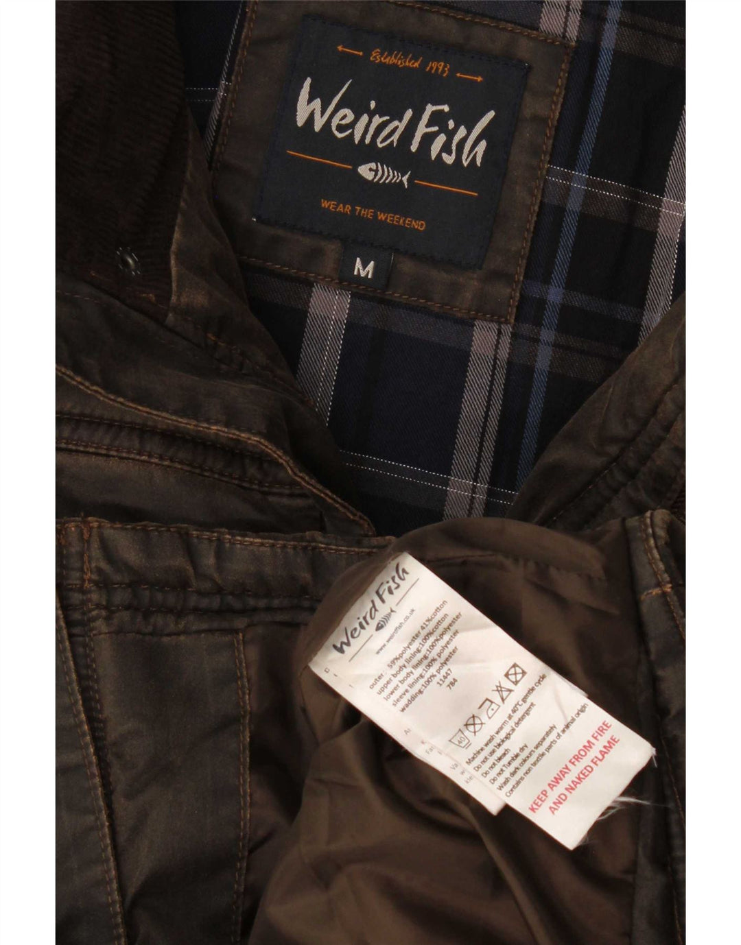 Giacca imbottita da uomo Weird Fish UK 38 Poliestere marrone medio