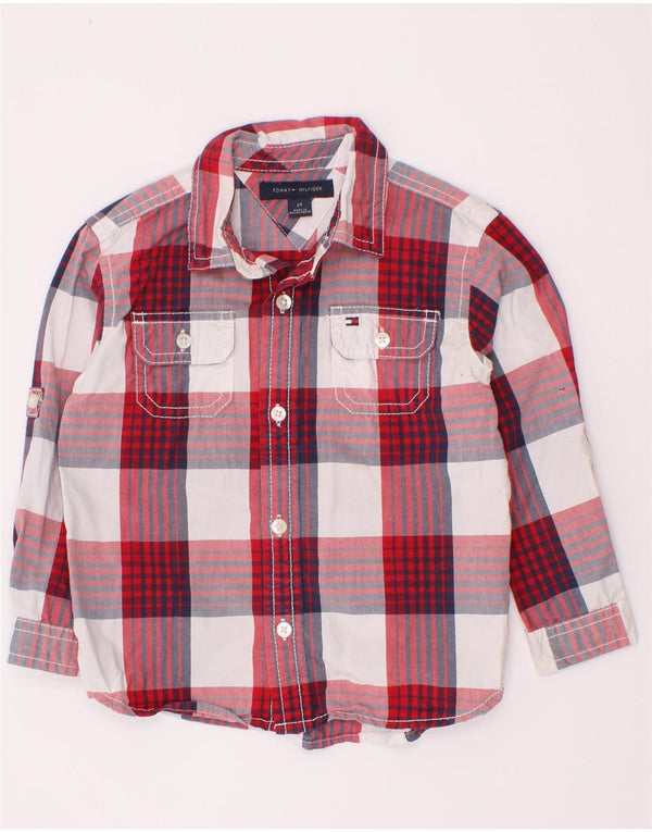 Maglietta Tommy Hilfiger da neonato 18-24 mesi in cotone a quadri rossi