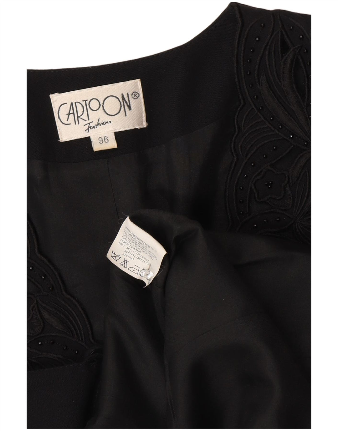 Giacca blazer da donna a 9 bottoni Cartoon EU 36 piccola viscosa floreale nera