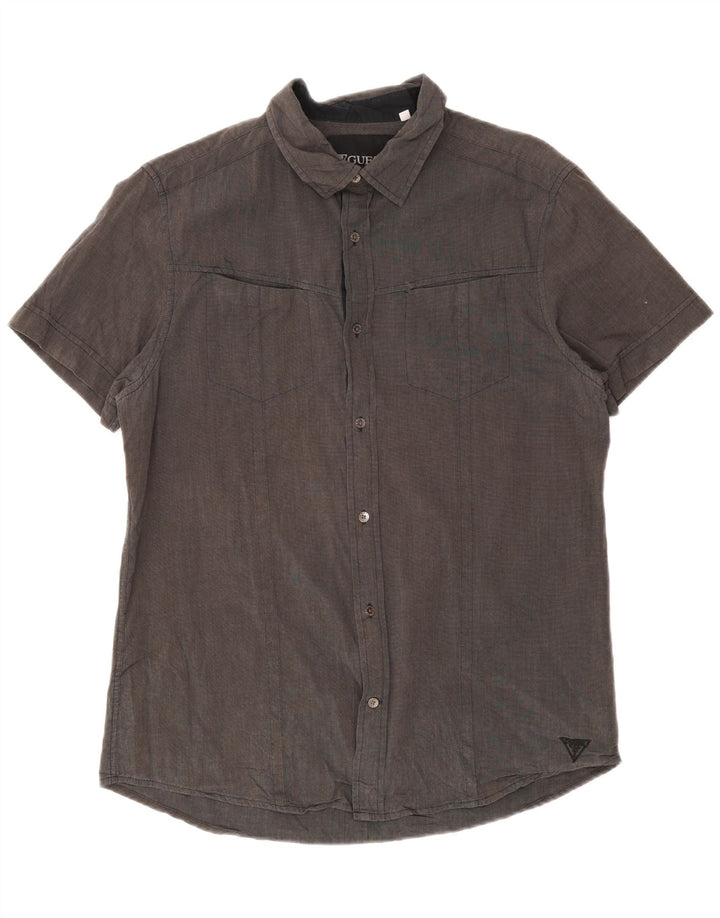 Camicia Guess Uomo Manica Corta Large in Cotone Grigio
