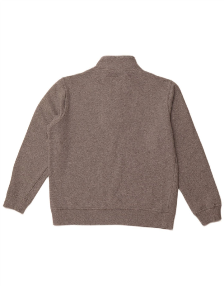 CREW CLOTHING Felpa da uomo con collo con zip, maglione grande, cotone grigio