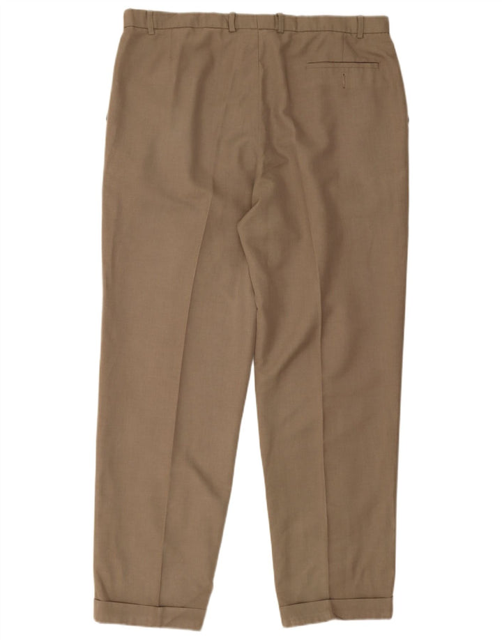 Pantaloni da abito con pegging da uomo Marks & Spencer W40 L32 poliestere kaki