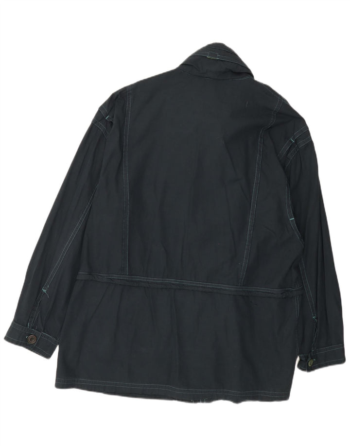 JAMES DILLON Giacca utilitaria da uomo con cappuccio UK 40 Large Blu Navy in cotone