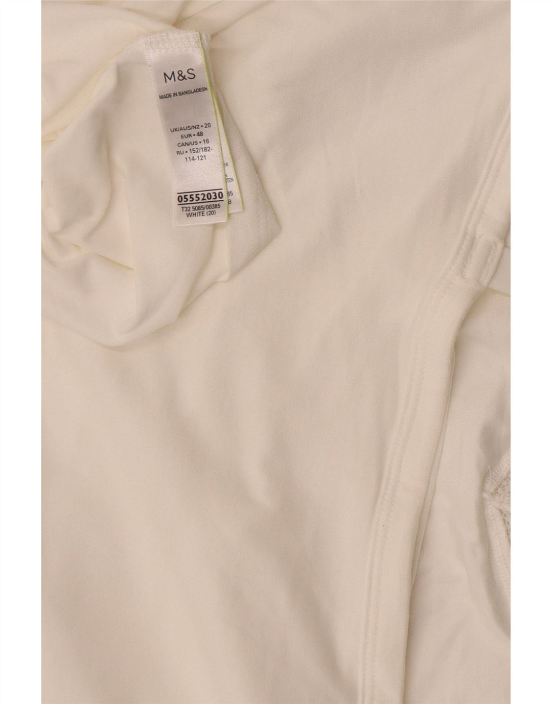 Canottiera corta Marks & Spencer da donna UK 20 2XL cotone bianco