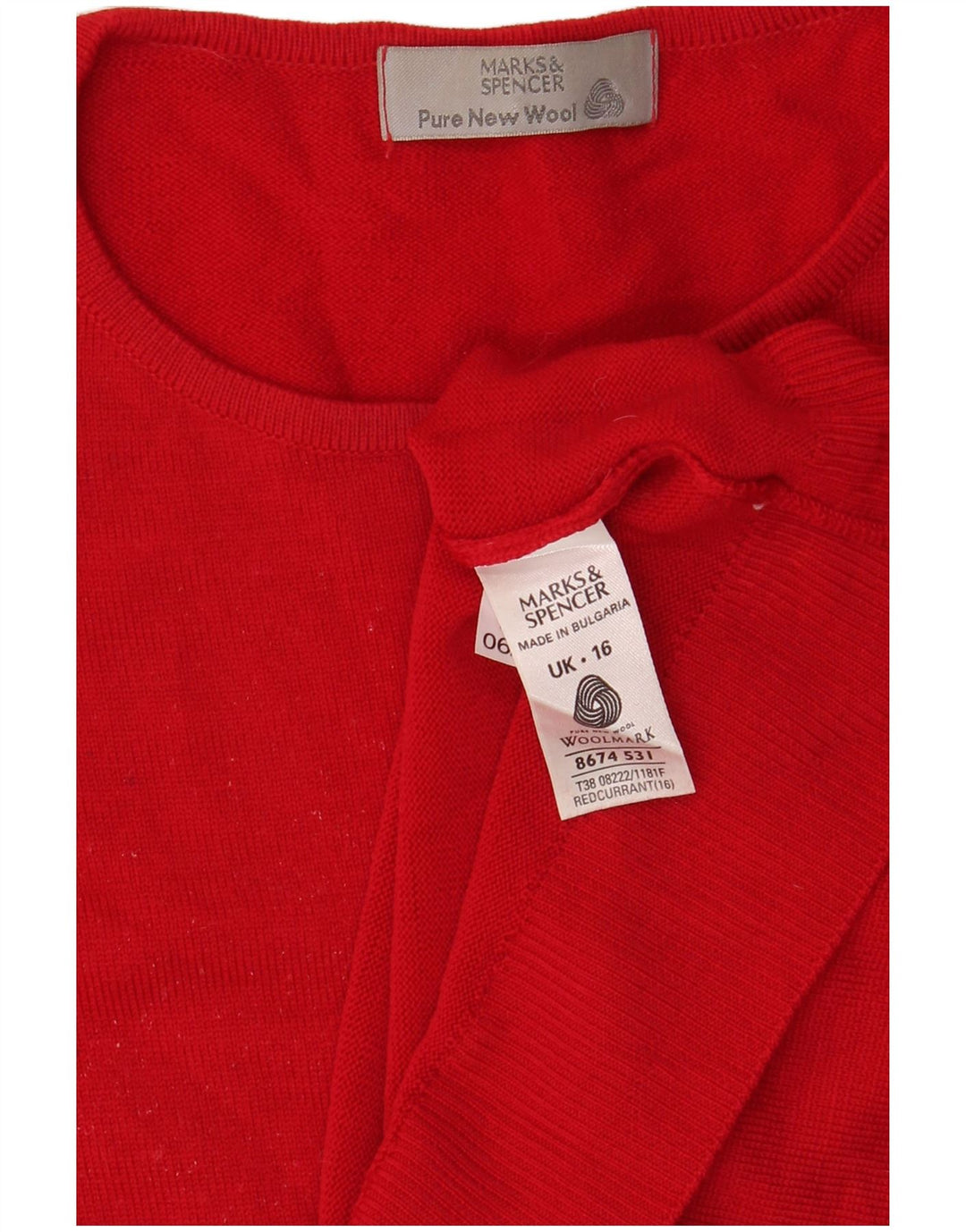 Maglione maglione con scollo a barca da donna Marks & Spencer UK 16 grande lana rossa