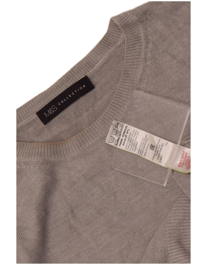Maglione maglione girocollo da donna Marks & Spencer UK 14 grande acrilico grigio