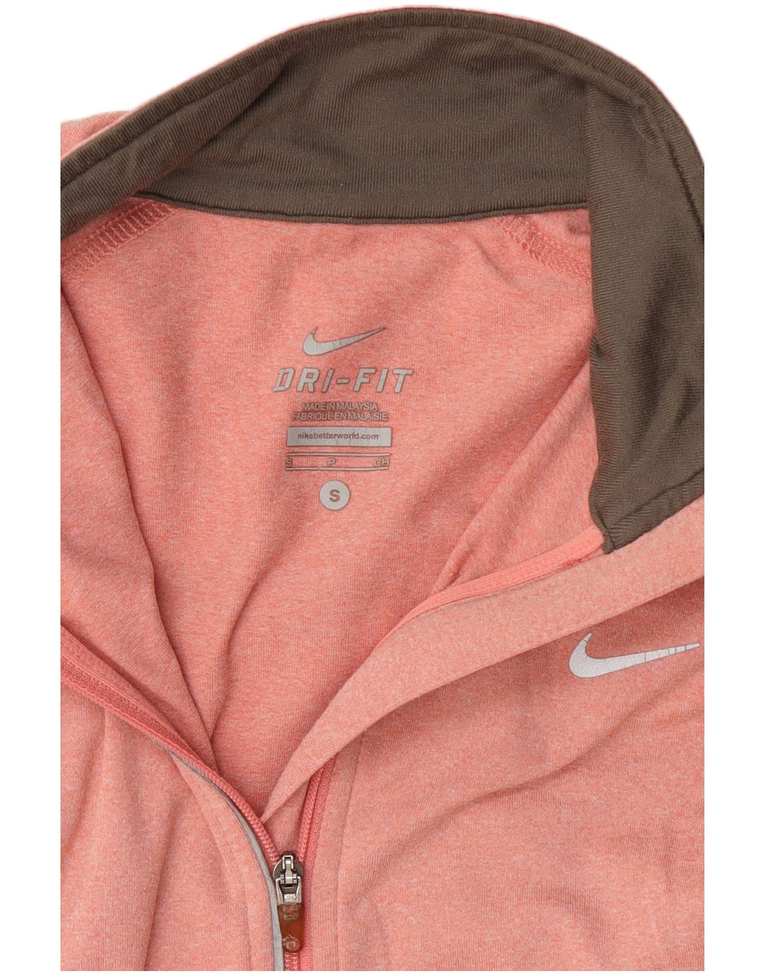Top della tuta pullover con zip e collo Nike Dri Fit da donna UK 10 Small Rosa