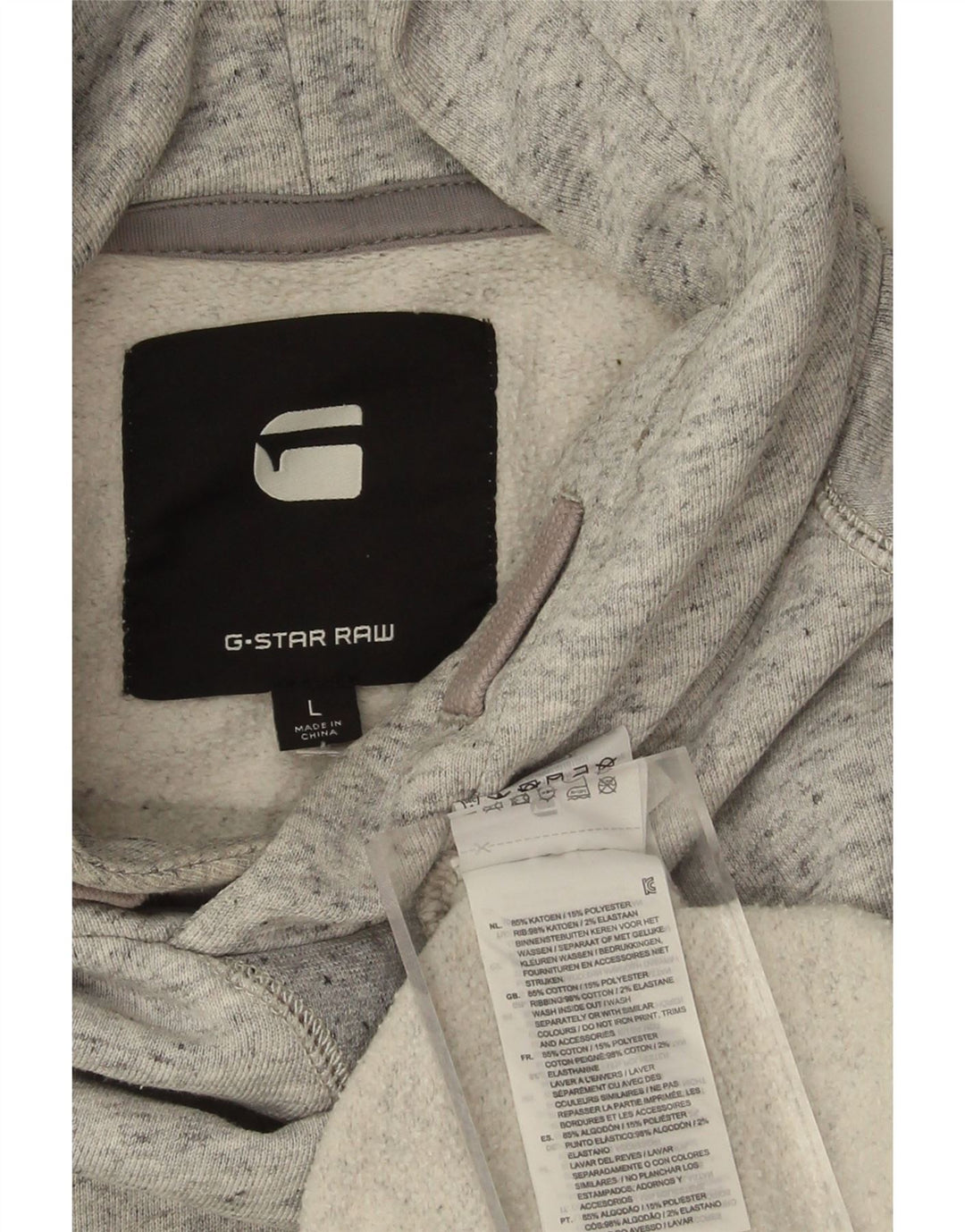 G-STAR Mens Hoodie Jumper Large Grey Flecked Cotton