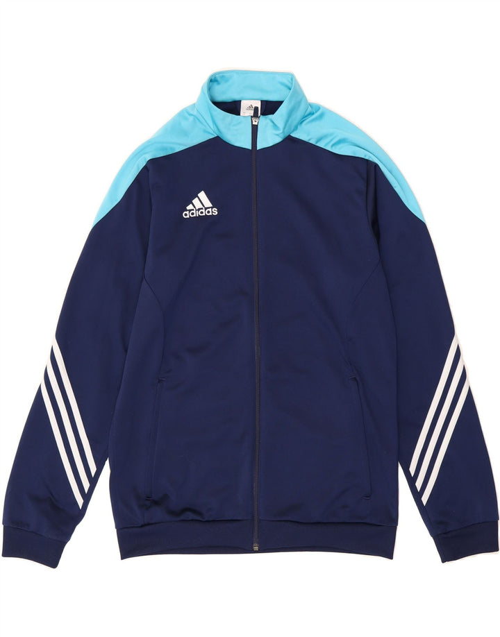 ADIDAS Mens Tracksuit Top Jacket Medium Navy Blue Colourblock Polyester Vintage Adidas and Second-Hand Adidas from Messina Hembry 