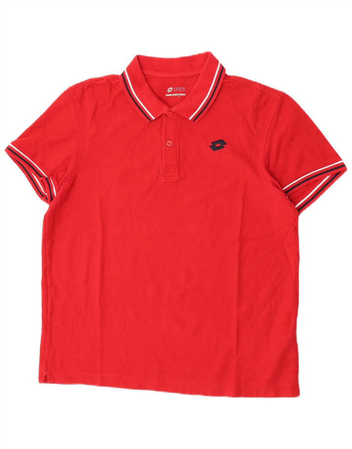 Polo da uomo Lotto in cotone rosso medio