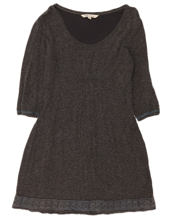 Abito maglione da donna con maniche a 3/4 Fat Face UK 12 Viscosa floreale grigio medio