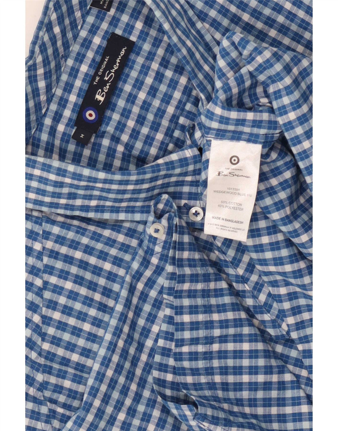 Camicia a maniche corte da uomo Ben Sherman in cotone a quadri blu medio