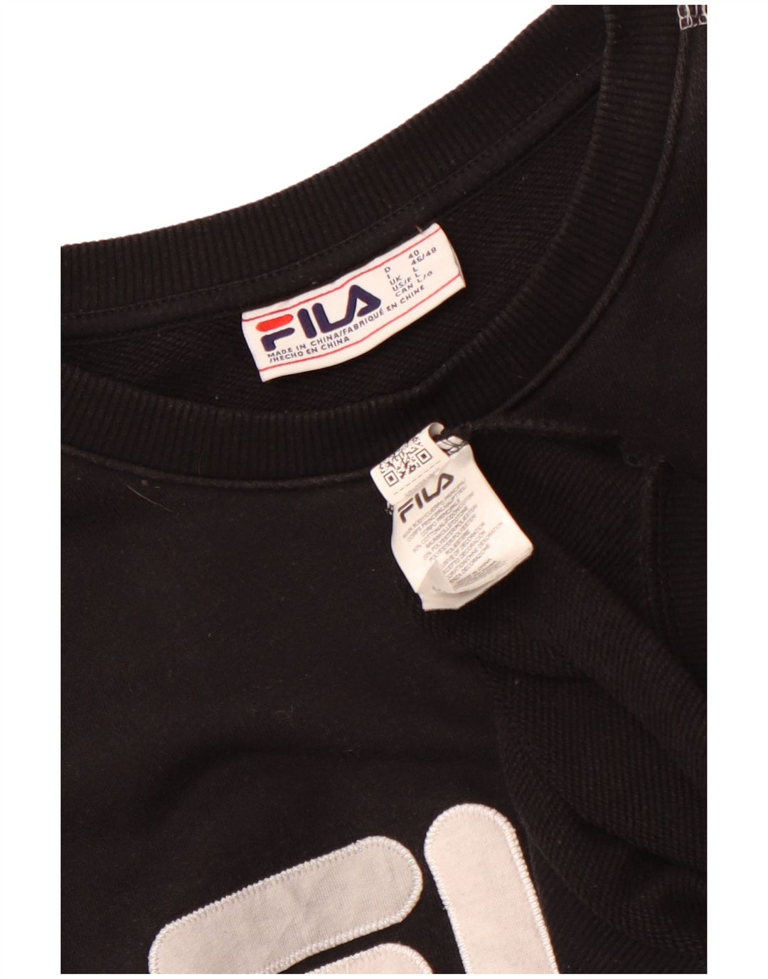 Felpa grafica da donna Fila Jumper UK 16 grande cotone nero