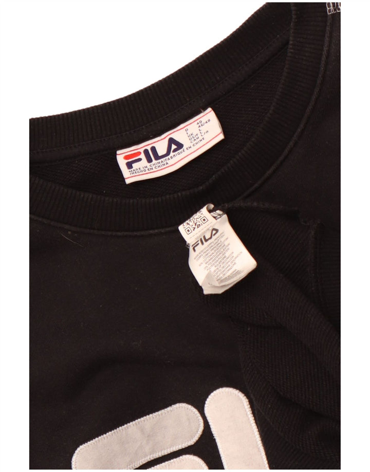 Felpa grafica da donna Fila Jumper UK 16 grande cotone nero
