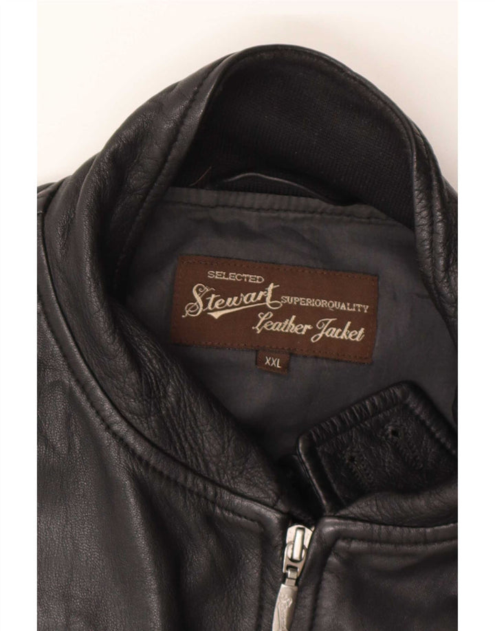 Giacca bomber in pelle da donna Stewart UK 20 2XL Biker in pelle nera