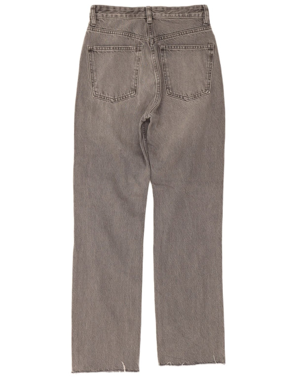 Jeans dritti a vita alta da donna Zara EU 36 XS W26 L29 cotone grigio