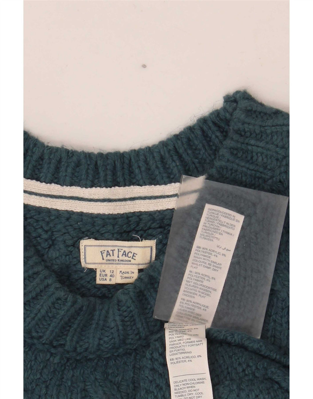 Maglione maglione girocollo da uomo Fat Face UK 12 Acrilico verde medio