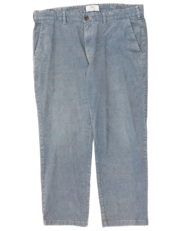 MARKS & SPENCER Pantaloni dritti da uomo in velluto a coste W40 L29 Blu
