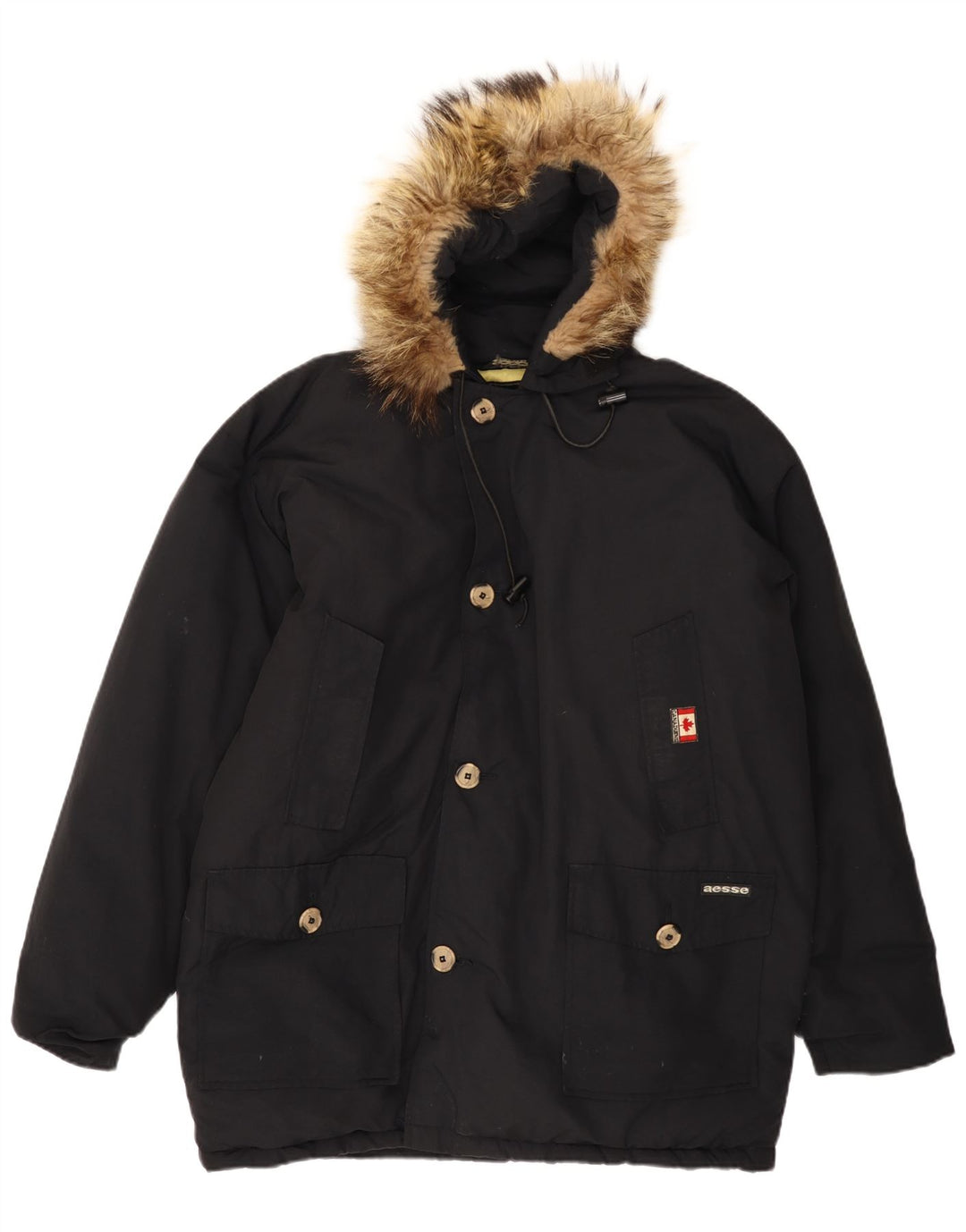 Giacca Parka da uomo con cappuccio AESSE UK 40 Large Nera