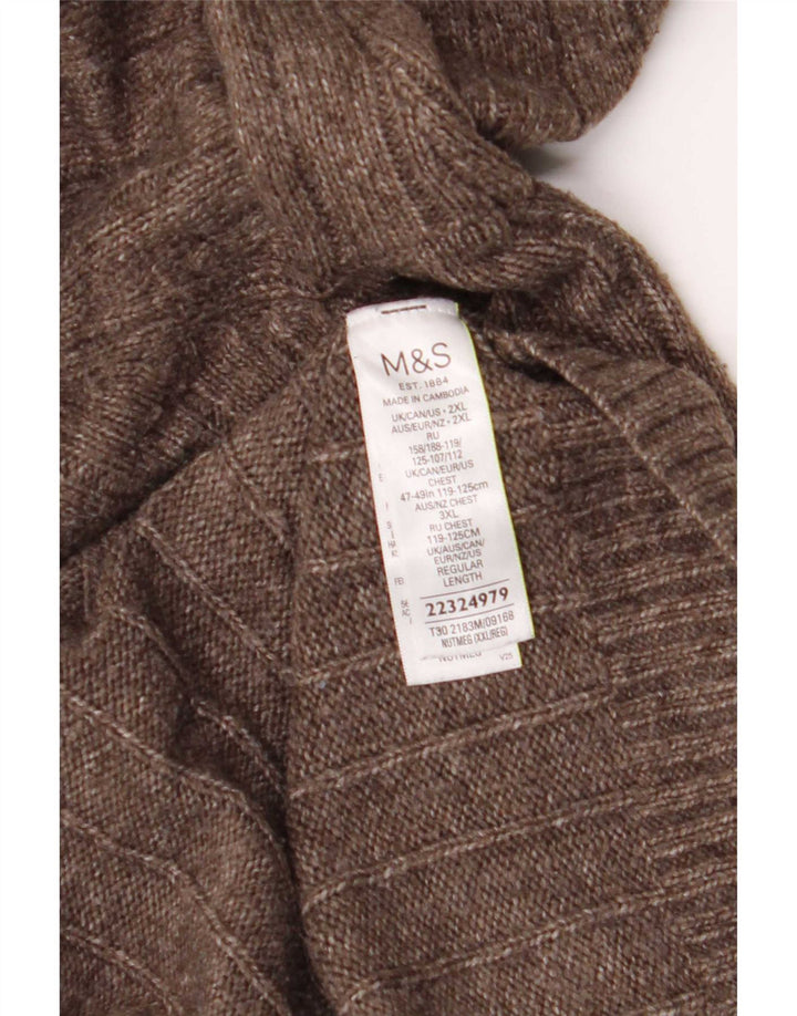 Maglione maglione a collo alto da uomo Marks & Spencer 2XL acrilico marrone